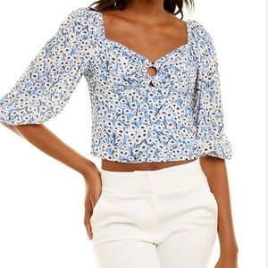 NWT Hutch O Ring 3/4 Sleeve Smocked Balloon Sleeve Floral Boho Shirt Size XS